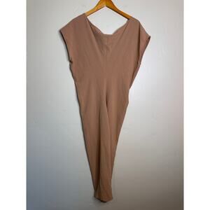 Zara Camel Brown Deep V Neck Midi Straight Dress